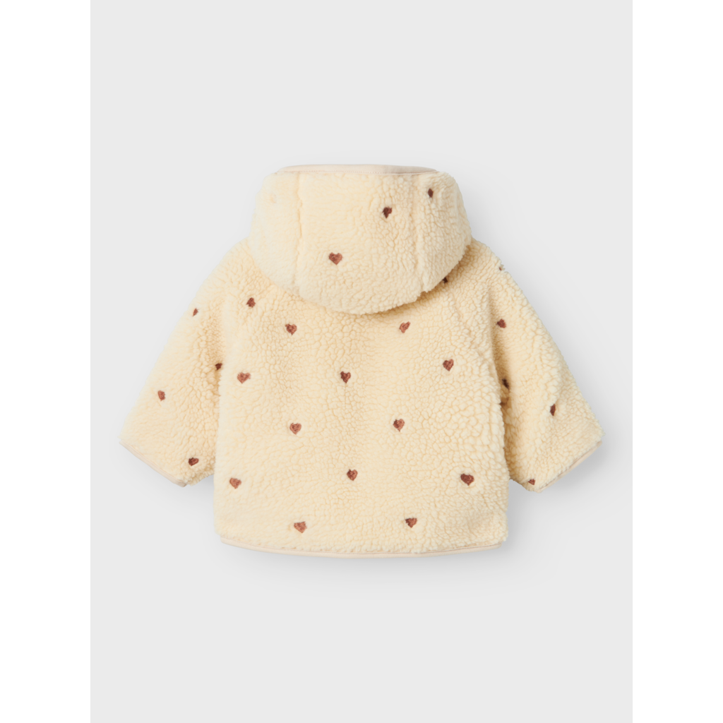 Lil' Atelier Nalo Loose Sherpa Jacket - Sandshell Emb hearts  - Hola BB