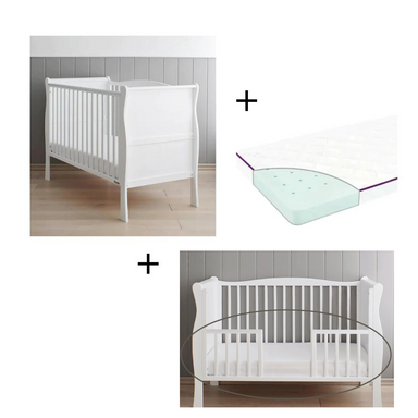 Woodies **Bundle offer** Noble White Cot + Day bed side + Mattress  - Hola BB