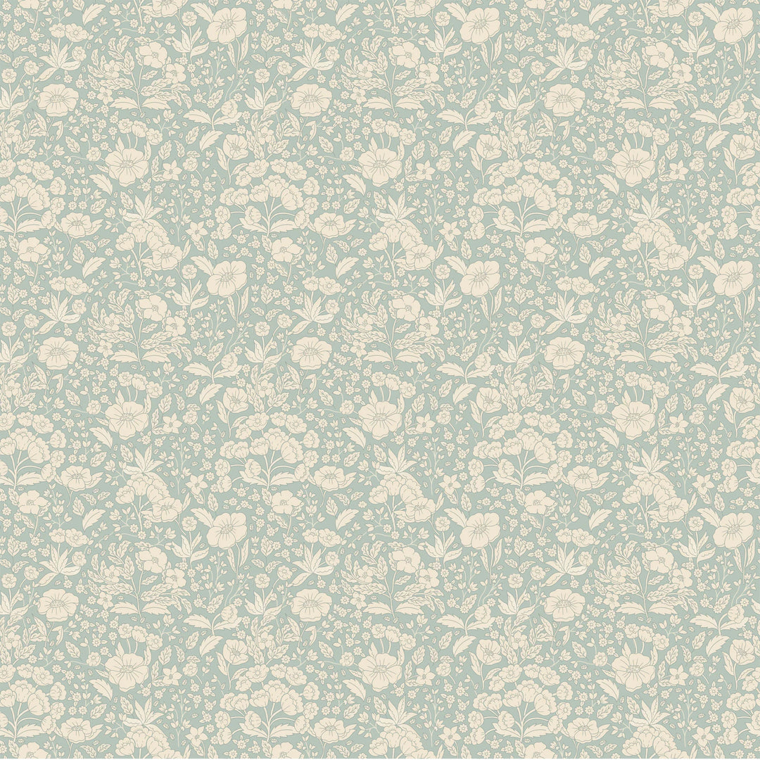 Summer Gray Doris Wallpaper Doris Dusty Blue - Hola BB