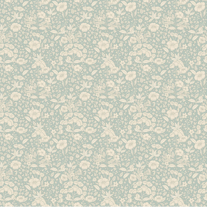 Summer Gray Doris Wallpaper Doris Dusty Blue - Hola BB