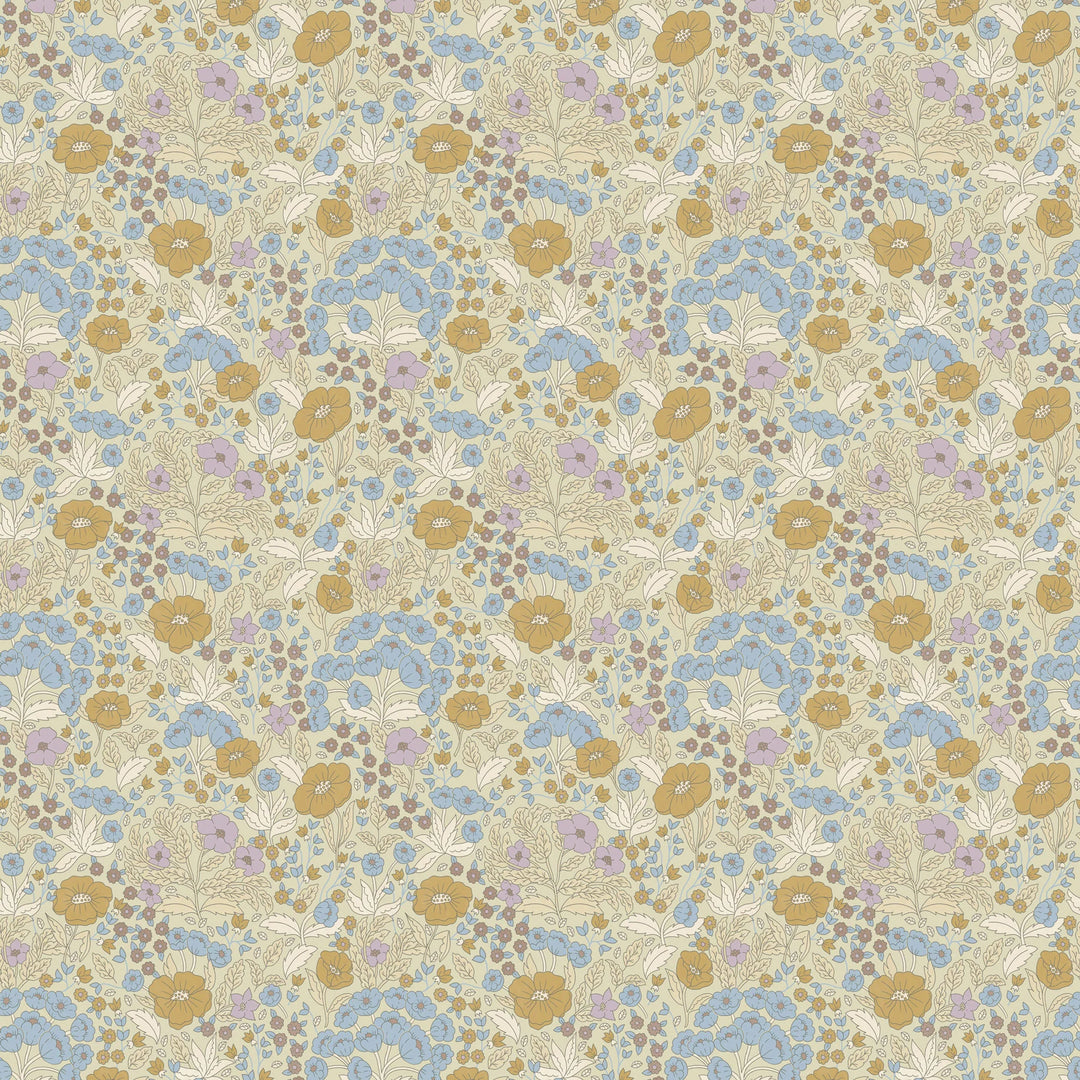 Summer Gray Doris Wallpaper Doris Lilac and Mustard - Hola BB