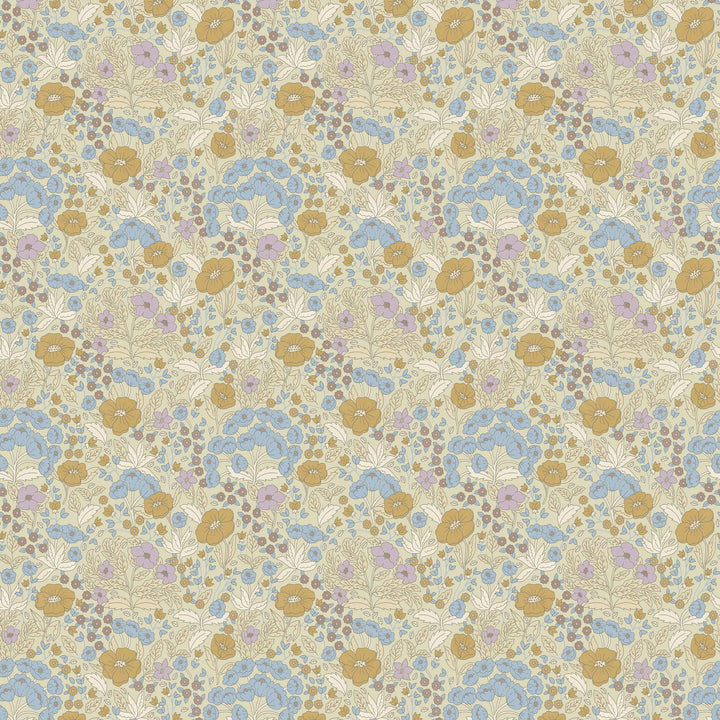 Summer Gray Doris Wallpaper Doris Lilac and Mustard - Hola BB