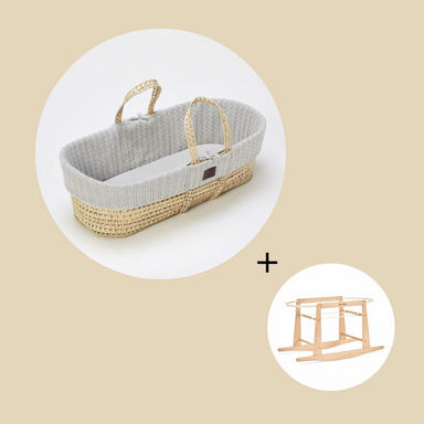 The Little Green Sheep Knitted Moses Basket and Rocking Stand Bundle  - Hola BB